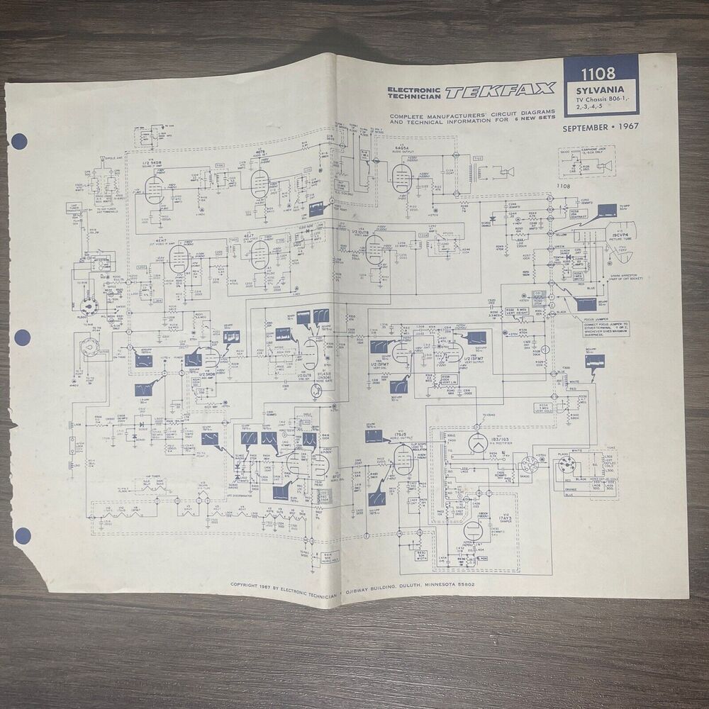 Tekfax Television Circuit Diagram Sylvania RCA Victor TV Art 1967 Tech